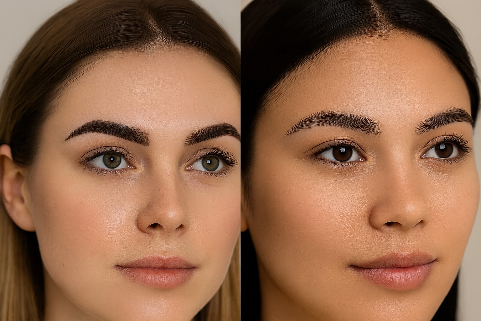 DHA-certified artist performing Combination Brows at BellaPharma Beauty Salon in Al Barsha, Dubai, using nano digital technique for natural-looking results.