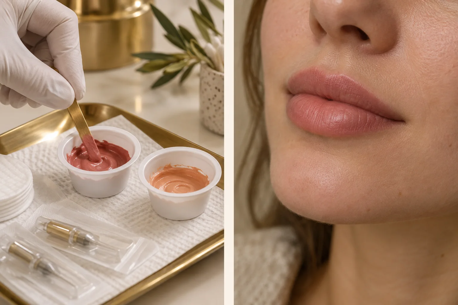 Lip pigment preparation and a softly coloured lip detail